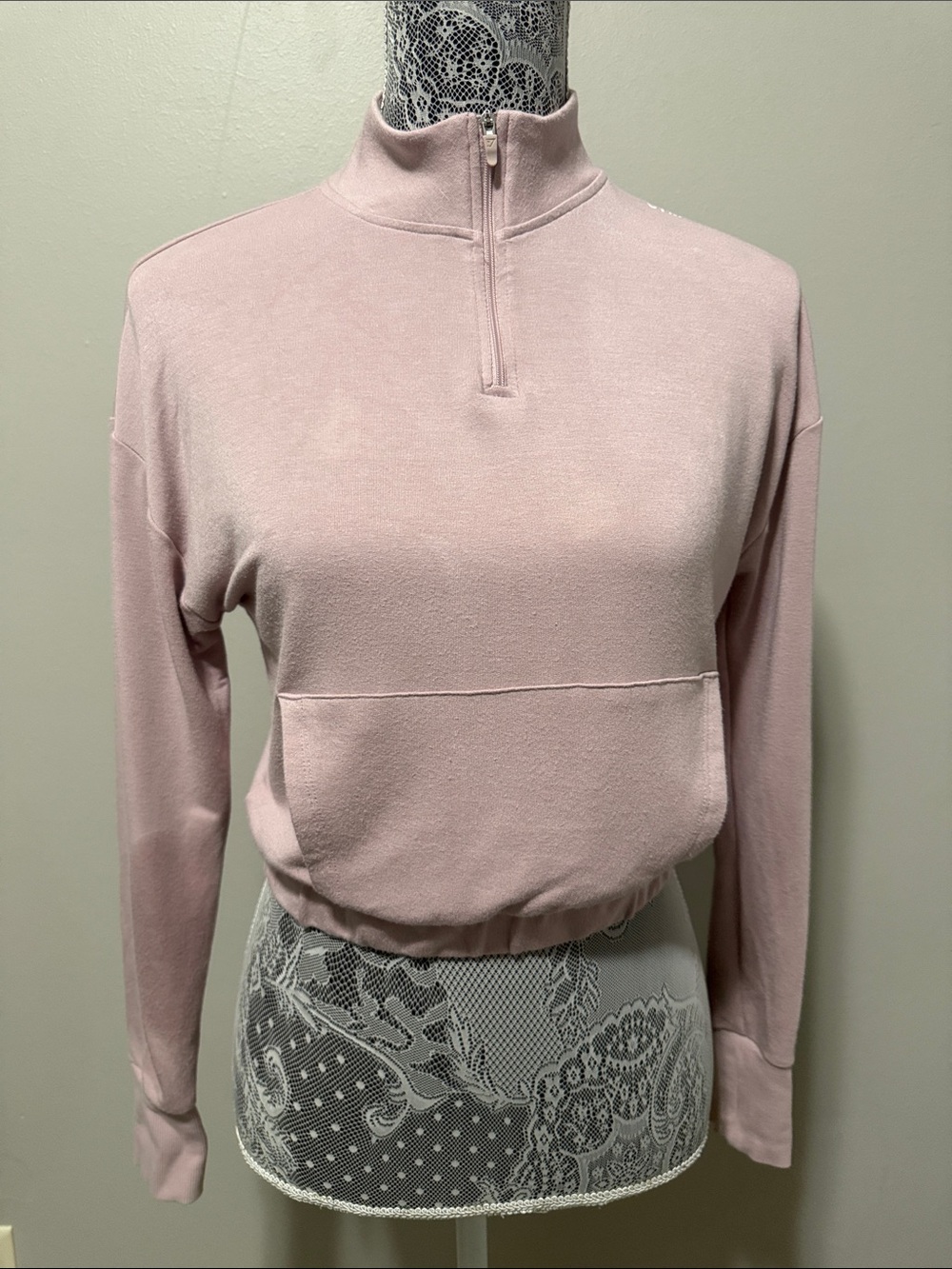 Gymshark Light Pink Quarter-Zip Pullover Sweatshirt
